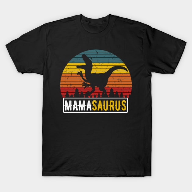 MamaSaurus Mom T-Rex Dinosaur Retro Mother T-Shirt by Foxxy Merch